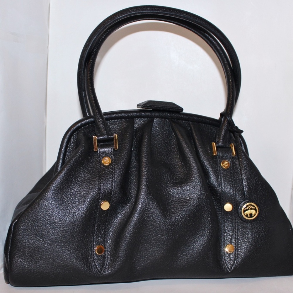 New Black BROOKS BROTHERS Leather Satchel Tote Bag